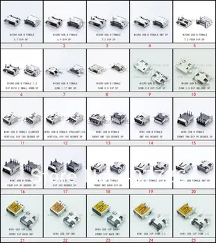 125pcs/çok 25models Micro USB soket 5 p/8p/10p dişi USB bağlantısı Micro & Mini USB jack