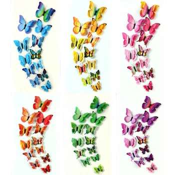 12pcs 3D PVC DİY Duvar Çıkartmaları hayvan Ev Oturma Odası Yatak Odası Buzdolabı Dekor Poster Çocuk Odası Duvar Dekorasyonu Kelebekler