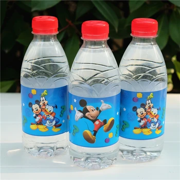 12pcs mickey su şişesi etiket şeker çocuk doğum günü parti malzemeleri bebek duş parti iyilik