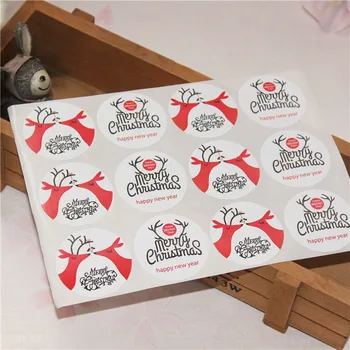 12pcs Neşeli Noel kar Tanesi Geyik Mühür Sticker Rozet Kraft Kağıt Çıkartma etiket Mühür Zarf Kutu Ambalaj Kabartma Dekor Etiketler