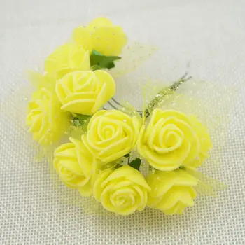12pcs Ucuz ücretsiz kargo DİY mini yapay çiçek düğün çiçek dekorasyon çiçek köpük el yüzük malzeme dantel güller