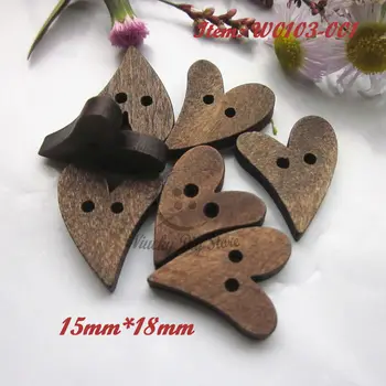 144pcs doğal ahşap kalp düğmeleri çocuklar için el sanatları (decoraco) düğmeleri toptan dikiş malzemeleri defteri, dekoratif