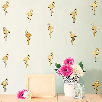 14Pcs/lot 3D Akrilik Ayna Duvar Çıkartmaları İskandinav Flamingo Çıkartmaları Çocuk Odası Dekorasyon Duvar Sanatı duvar Kağıdı Ev Dekorasyonu 9Z