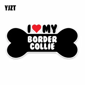 15 YJZT*7.1 CM ben Kalp Border Collie Köpek Kemik PVC Araba Çarpışan Araba etiketimi C1-4160 Çıkartmaları