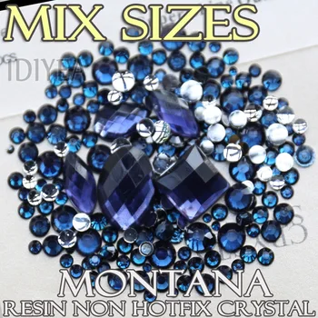 1500pcs/Lot Mix Boyutları Montana Tırnak Taslar DİY giysi için Geri Düz Olmayan Düzeltme Kristaller SS6 SS16 SS20 SS30 Parlayan Reçine