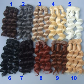 15cm kıvırcık peruk bebek kahverengi siyah renk Saç Doğal Renk örgülü Peruk için BJD Bebek için saç