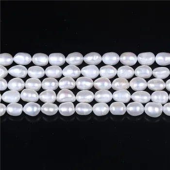 16 9 Yapma DİY Kolye Bracelat Takı-10mm Ser Şekil Beyaz Kültürlü Barok Tatlısu İnci Gevşek Boncuk Strand