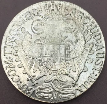 1720 Avusturya Kutsal Roma İmparatoru Charles VI 1 Thaler Pirinç Gümüş Sikke Kopya Kaplama