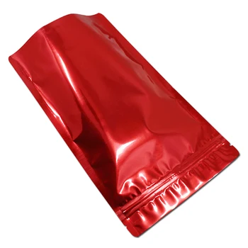 18*Boyutlar Alüminyum Folyo Mylar Kilitli Çanta Kırmızı Metalik Fermuar açılıp kapanabilir Ambalaj Doypack Gıda Kahve Saklama gözü Kalk