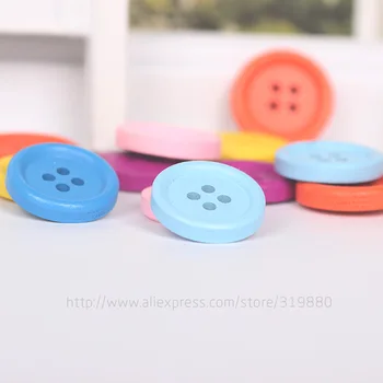 18mm Renkli Ahşap Düğme Dikiş Defteri, dört Delik Doğal Yuvarlak Ahşap Düğme,DİY Giyim Aksesuarları