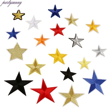 19pcs/çok Renkli Yama Altın Yıldız İşlemeli İronOn Giyim Karikatür Motifi Aplike Etiket Giysi TB010 İçin Yamalar Rozetleri