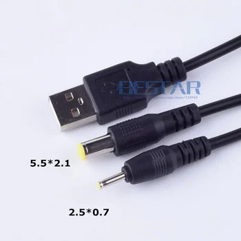 1M USB 0,7*1 Jack 2 erkek Fiş 2A DC 5.5 2.1 2.5 0.5 mm Güç için şarj kablosu şarj 3 erkek Çıkış 2.5 2.1 5.5* & DC DC
