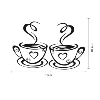 1Sheet Kahve Fincanları Modern DİY Çıkarılabilir Dekor Çay Duvar Çıkartmaları Sanat Vinil Çıkartma Pub Restaurant Mutfak Cafe