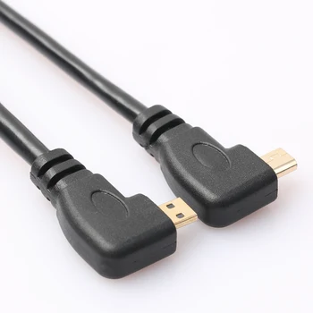 2 adet 20cm 90 Derecelik Açı L Dişi Kablo Altın Doğru Adaptör Kablosu Sol ve Sağ Tak Siyah Kaplama Kafa Micro HDMI Erkek Şeklinde