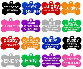 2 adet/lot köpek yaka Ücretsiz gravür metin Kişiselleştirilmiş pet id etiketleri Kolyesi köpek kimlik adı adres telefon özel