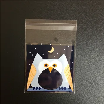 2 boyutları 100pcs Baykuş Kurabiye Torbası Kendinden yapışkanlı Plastik Çerez Çanta Parti Hediye Çanta Noel Çerez Paketleme