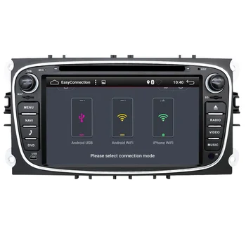 2 Eunavi dın Ford Focus Galaxy 1024 Ses Radyo Stereo wifi Baş Ünitesi ile 7.1 Dört Çekirdekli Araba DVD Oynatıcı GPS Navi Android 600*