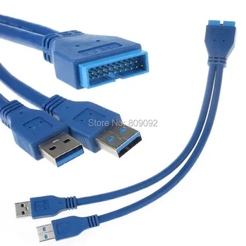 2 Port USB 3.0 20 Pin Anakart Erkek Başlığı Erkek Y Uzatma Kablosu Adaptörü