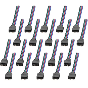20 Adet/ 3528 5050 SMD Şerit LED Işıklar CSL2017 4 Pin Uzatma RGB Konnektörler Tel Kablo Seti