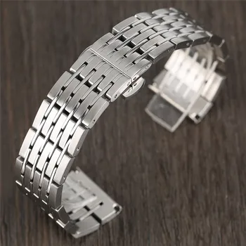 20 mm 22 mm 24 mm Klasikleri AAAAA+ Paslanmaz Çelik kordonlu saat Gümüş Saatler Erkekler Kadınlardan Ayarlanabilir Bilezik + 2 Bahar Bar Askısı