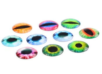 20 mm Karışık renkli Ejderha Gözleri Cam Cabochon Takı Cameo Kolye Ayarları 10 adet/lot Bulma Yuvarlak