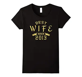 2013 Yılından Bu Yana En İyi Eş Kadın - 4 Yıldönümü Hediyesi Gömlek 2017 Yaz Moda T Shirt Yaz Rock Roll T-Shirt Kadın Yıl
