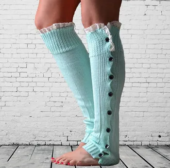 2016 en Yeni kadın kızlar bacak ısıtıcıları Çizme Çizme Manşet Çorap Bacak Isıtıcıları Dantel trim tozluklar dantel Bacak Isıtıcıları Örme Düğme Aşağı