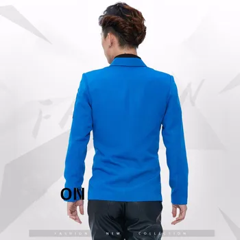 2016 mavi ceket bar erkek ceket dış giyim elbise dansçı şarkıcı performansı gece kulübü slim star Haritayı göster