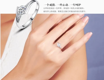 2016 sıcak satmak moda 925 gümüş ve CZ Zirkon Bayan yüzük parmağına alyans mücevher damla nakliye promosyon kadın