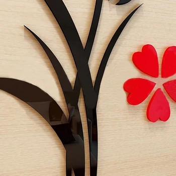 2016 Yeni DİY Ev Oda 3D Vazo Çiçek Ağaç Duvar Sticker Çıkarılabilir Çıkartma 30x80cm 058WG Dekor