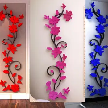 2016 Yeni Çıkarılabilir Çiçek Vinil Duvar Sticker Çıkartma Sanatı Ev Dekor Girişi TV arka Plan 3D Romantik Sticker 6 Renk DİY Gül