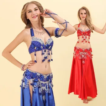 2016 yepyeni Ucuz Oryantal Dans Kostüm Göbek Satışa Sutyen Kemer Kıyafeti Dans eden Kadınlar için Ayarlayın