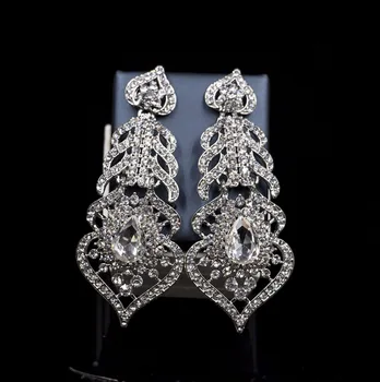 2017 Afrika Nijerya Düğün Gelin Dubai tam kristal Gümüş kaplama Mücevher Afrika Boncuk Takı Toptan Ayarlayın Ayarlar