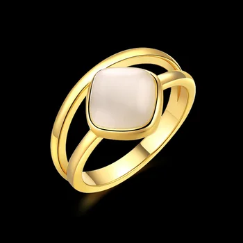 2017 Aksesuarları para mulher alyans Sarı/beyaz altın rengi Opal ince yüzük 6 7 8 anillos collier alt kabuk boyutu