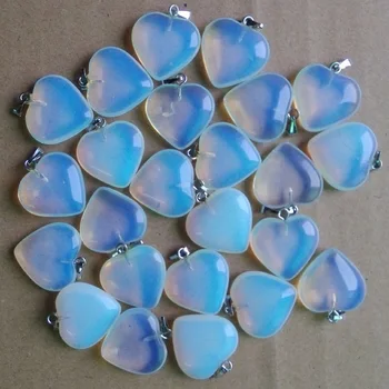 2017 moda doğal opal taş kalp takı yapımı için iyi kaliteli 50pcs lot ücretsiz nakliye/Toptan kolye takılar