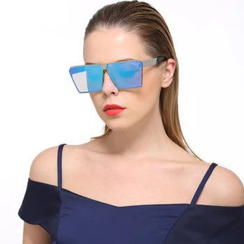 2017 Moda Kare Süperstar güneş Gözlüğü Düz Yansıtıcı Ayna Güneş gözlüğü Kadın veya lüks Marka Tasarımcısı Büyük boy Çerçeve mens