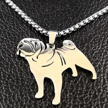 2017 Moda Yeni Bulldog Paslanmaz Çelik Zincir Kadınlara Hediye Köpek Gümüş Renk Chocker Kolye Kolye Takı N18067 collier