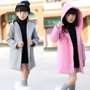 2017 perakende Yeni Sonbahar/Kış kızlar Kızlar Ceket Ceket Pamuk Kore Tarzı düz renk Rüzgarlık Yün Çocuk Giyim Moda