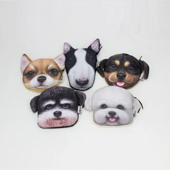 2017 Sevimli Karikatür Köpek Başı Para Çanta Cüzdan Saklama Çantası Çocuk Çanta 3D Küçük Baş Hayvan Kadın Kozmetik Saklama Torbaları