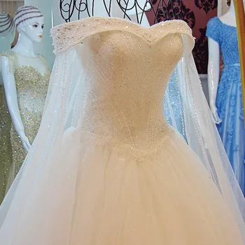 2017 Vestidos de Noiva Princesa Lüks Gelinlik Boncuk Kristal Top Elbisesi Gelin Dantel gelinlik Artı Boyutu Düğün Elbise