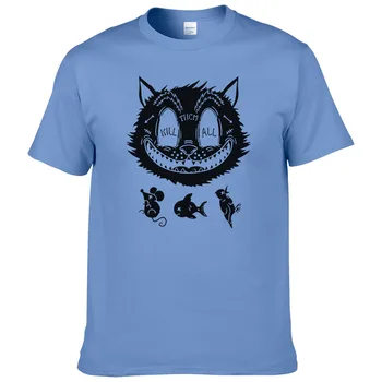2017 Yaz Yeni Erkek T-shirt Moda Karikatür Hayvan Tüm T O Gevşek Tarzı gömlek 235-boyun Kısa Kollu Serin Tees #Kedi Öldürmek