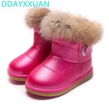 2017 Yeni Kış Peluş Bebek Kızlar Sıcak Ayakkabıları Kar Botları Düz Bebek Bebek Ayakkabıları Kar Botları Su Geçirmez Kız Çocuk Ayakkabı Açık