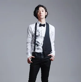 2017 Yeni Varış Kore Özel Yeni Moda Kişilik Erkek Yelek Erkek Yelek Temel Sahne Asimetrik Şekli Göster