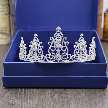 2017 Yeni Varış Muhteşem Net Kübik Zirkon Düğün Gelin Tiara CZ Kraliçe Prenses Pageant Kraliyet Parti Taç, Saç Aksesuarları