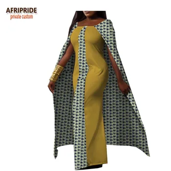 2018 bahar Afrikalı kadınlar için pelerin uzun pelerin A1825017 Kare yaka ayak bileği uzunluğu kadın moda elbise AFRİPRİDE elbiseler