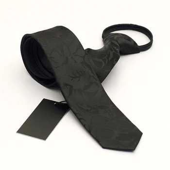 2018 Erkekler 5cm İnce İpek Kravat Sıska Fermuar Boyun Siyah Kravat Resmi İş Corbatas Stropdas Herek Gravata Cravate Giftbox Bağları