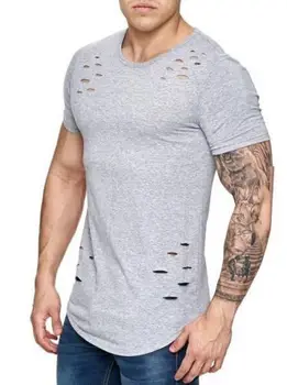 2018 Moda Erkek Slim Fit O yaka Kısa Kollu T-Shirt Erkekler Kas Tee Pamuk T-Sağlam Rahat Üstler gömlek