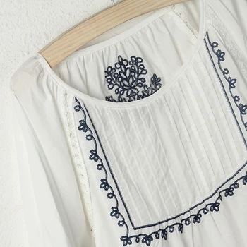 2018 Sıcak Satış Fashionh İŞLEMELİ Vintage boho HİPPİ etnik Çadır mini beyaz bluz,kadın giyim Ücretsiz Nakliye Üstler