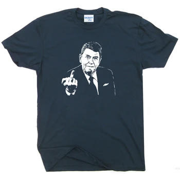 2018 Yaratıcı Yenilik Amerikan T Shirt ronald Reagan T Shirt Orta Komik Siyasi Donald Trump, Cumhuriyetçi t-Shirt Parmak