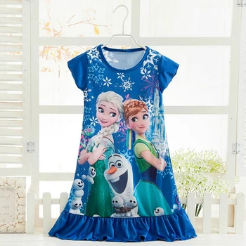2018 Yaz kızları Elsa ve Anna Prenses kızlar Pijama gece elbisesi gece elbise Çocuklar için Pijama kıyafetleri Pijama elbise elbise